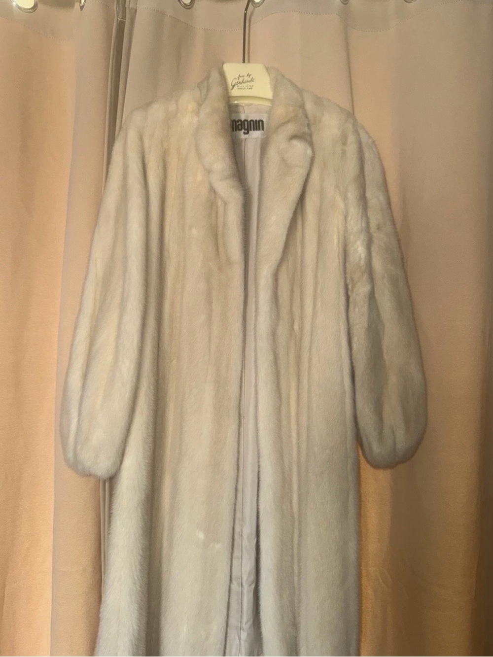 Ivory Long Fur Pea Coat by Magnin